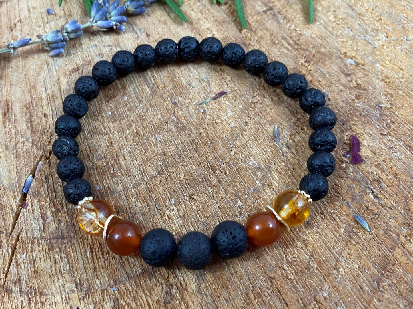 Playful - Bracelet Citrine, Carnelian and Lava Diffuser Bracelet