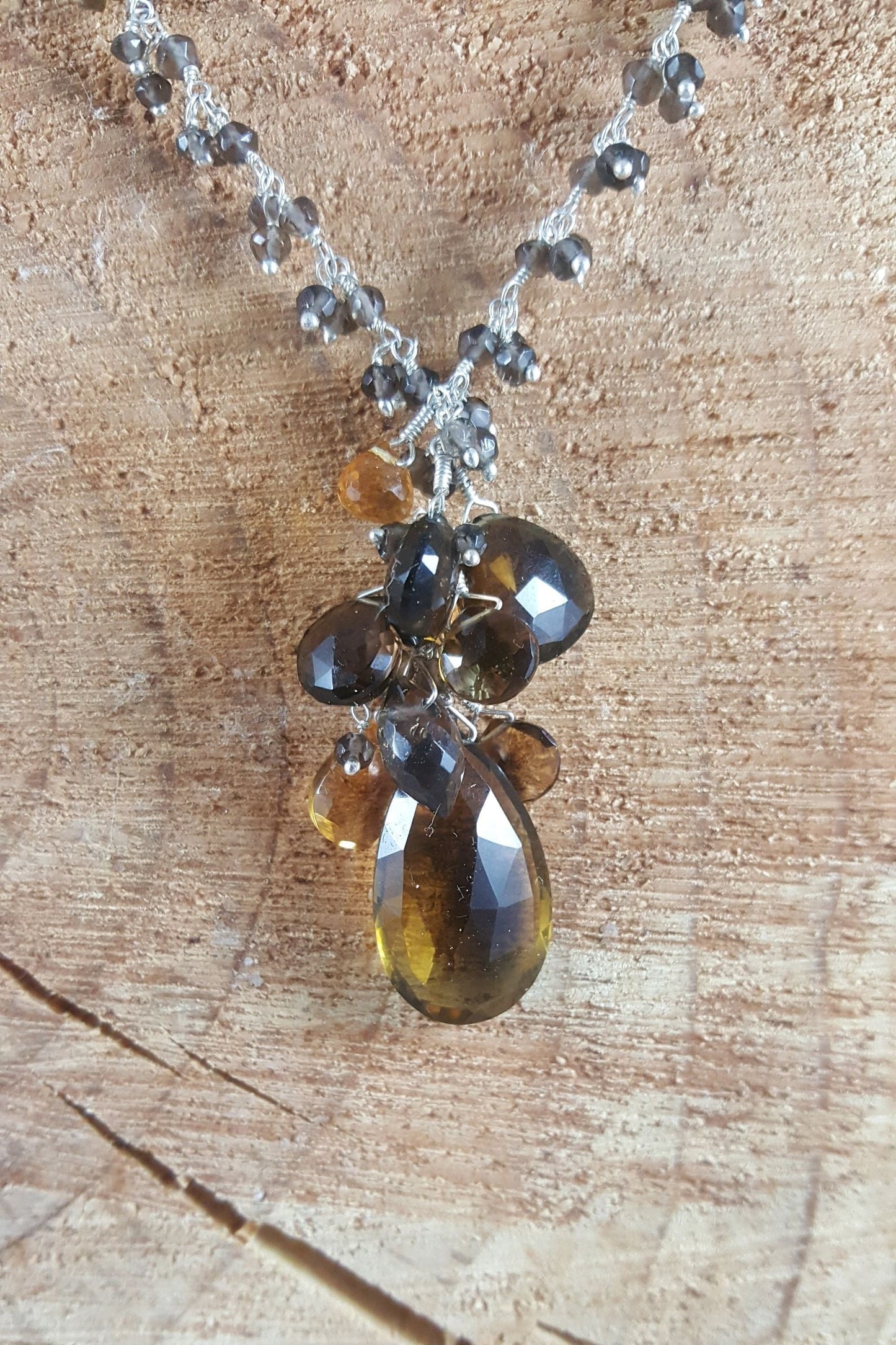 Smoky Quartz, Whisky Quartz, Citrine Necklace