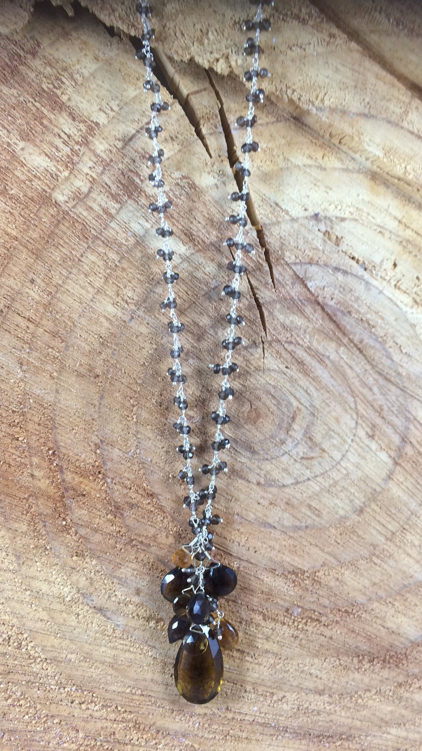 Smoky Quartz, Whisky Quartz, Citrine Necklace