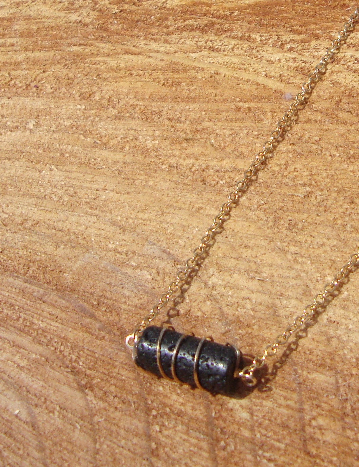 Twisted Lava Aromatherapy Necklace Gold Fill