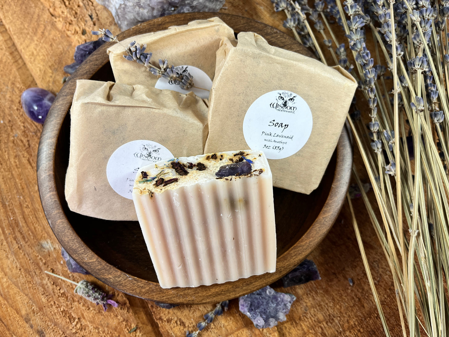 Laven-aid Soap Topped With Amethyst