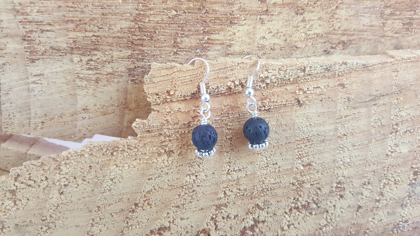 Single Lava Bubble Silver Plated Earring
