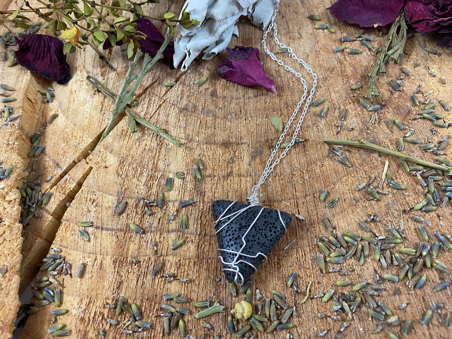 Triangle Wrapped Up Aromatherapy Lava Necklace
