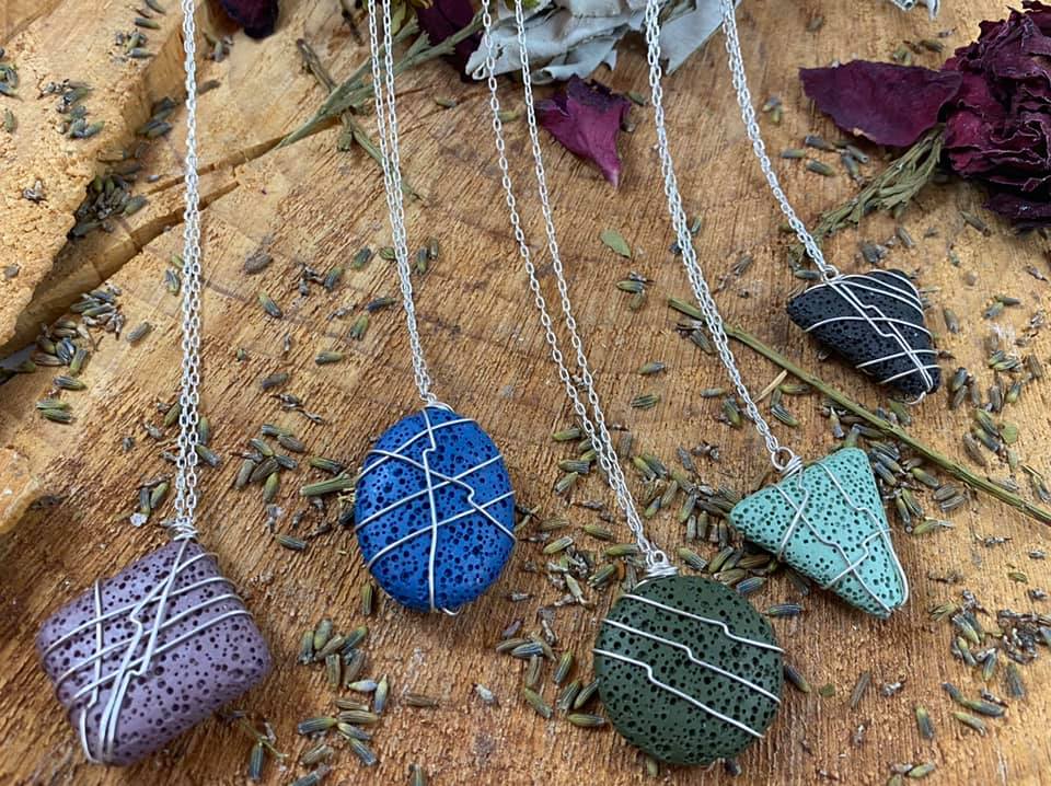 Triangle Wrapped Up Aromatherapy Lava Necklace