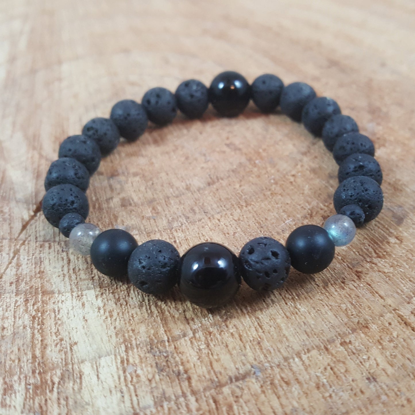 Onyx, Labradorite and Lava Essential Oil Diffuser Bracelet